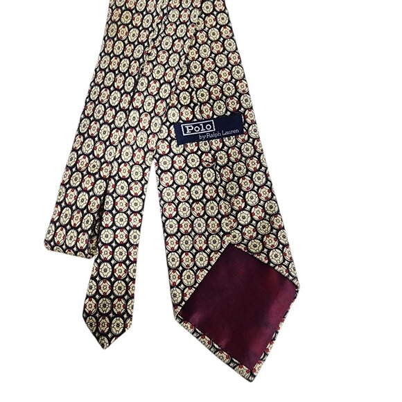 Polo Ralph Lauren Silk Handmade Mens Tie Black & Yellow/Gold Geometric Pattern - Picture 3 of 7